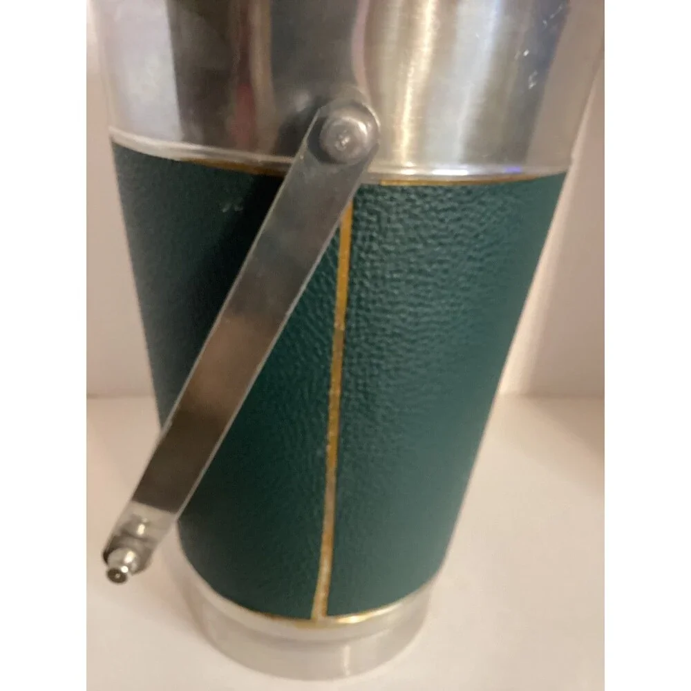 Vintage Cavalier Moderne National Silver Company, Italy Ice Bucket Green